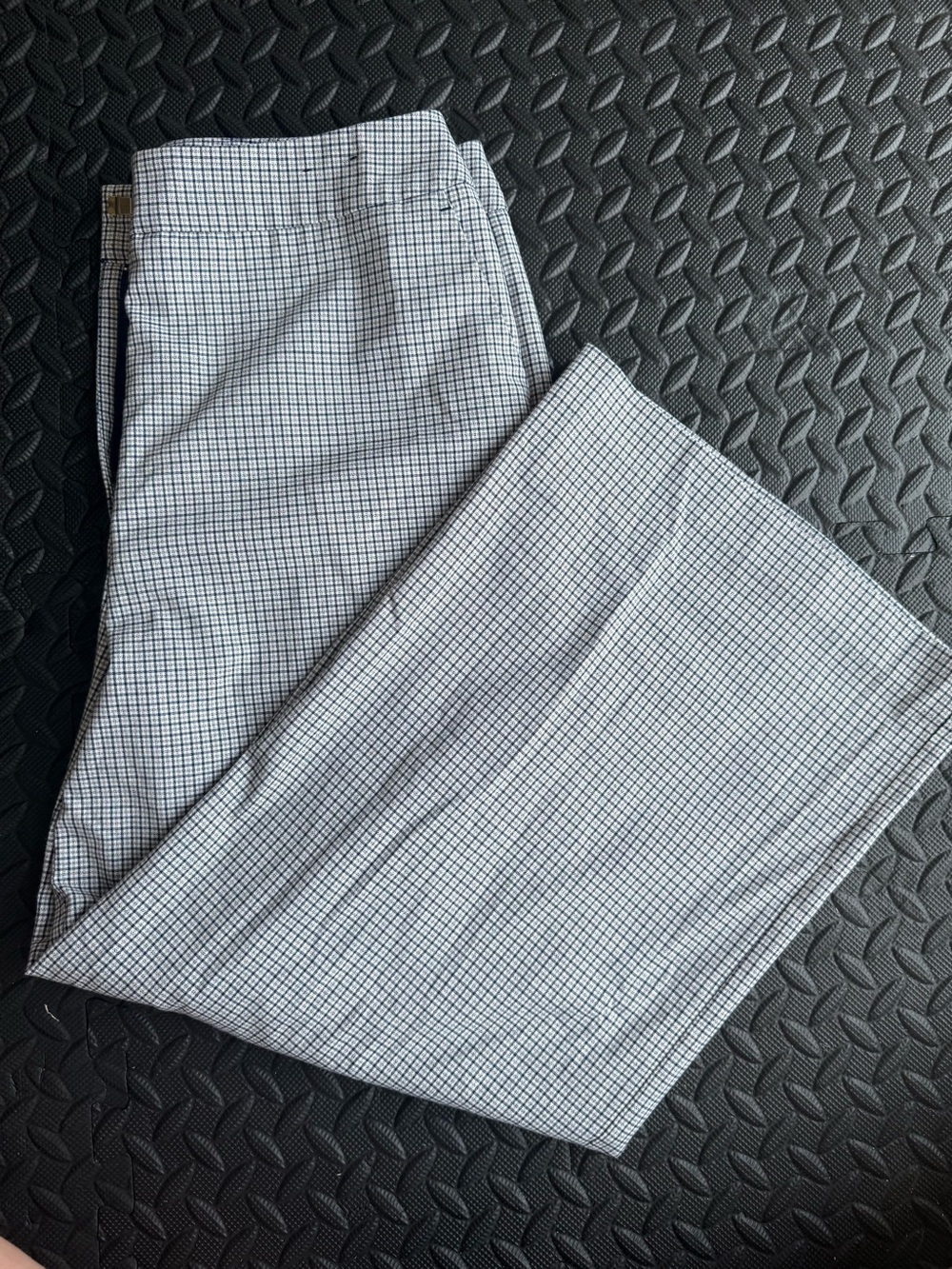 Worthington Wide Leg Gray Micro-Check Dress Trousers